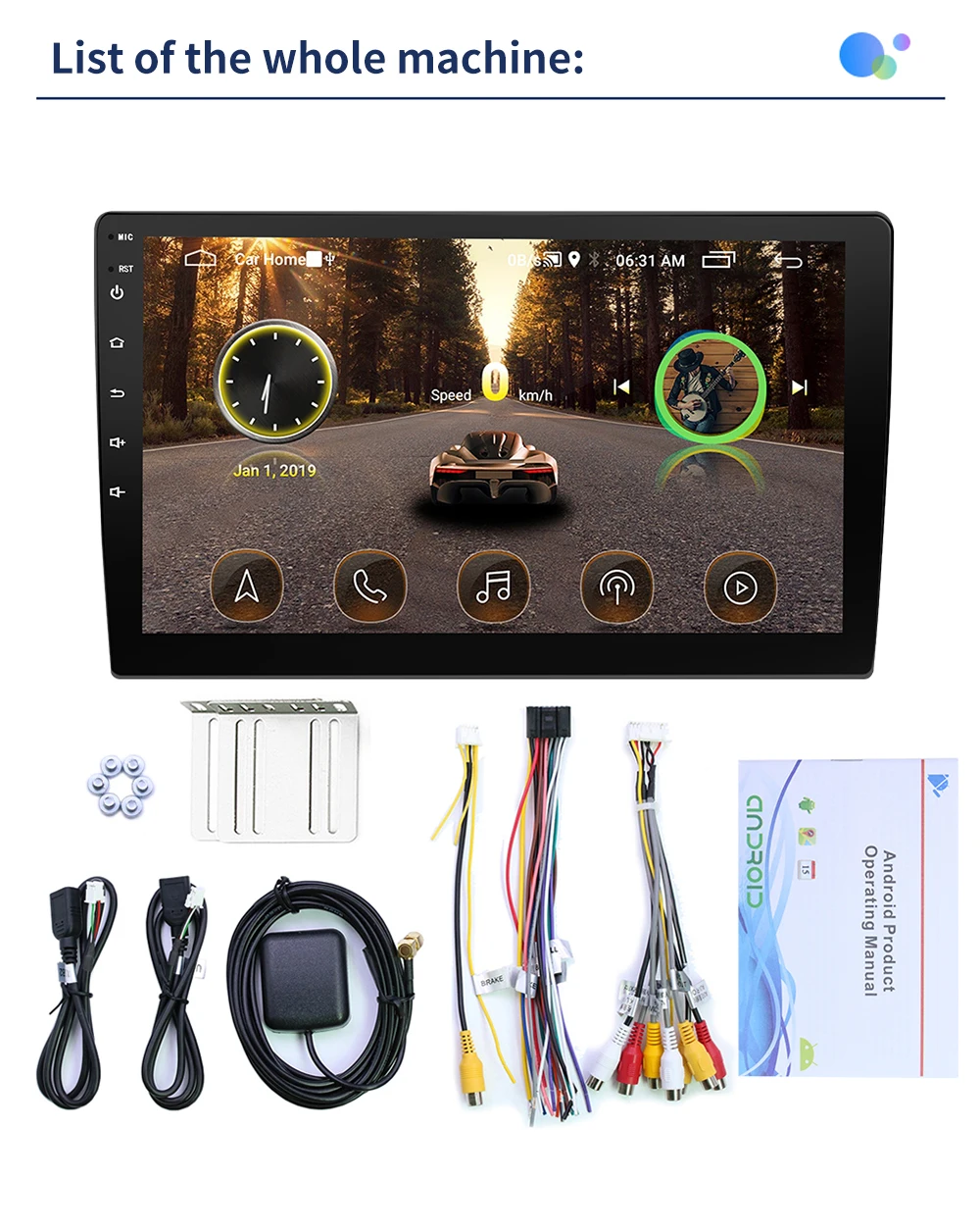 4-х ядерный 1DIN Android8.1 10.1in автомобильный стерео MP5 плеер gps Nav WiFi USB BT FM радио+ камера