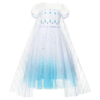 

MUABABY Elsa Dress For Girl Summer Snowflake Sequin Frocks Snow Queen 2 White Princess Costumes Inspired Fancy Clothes 2-10T