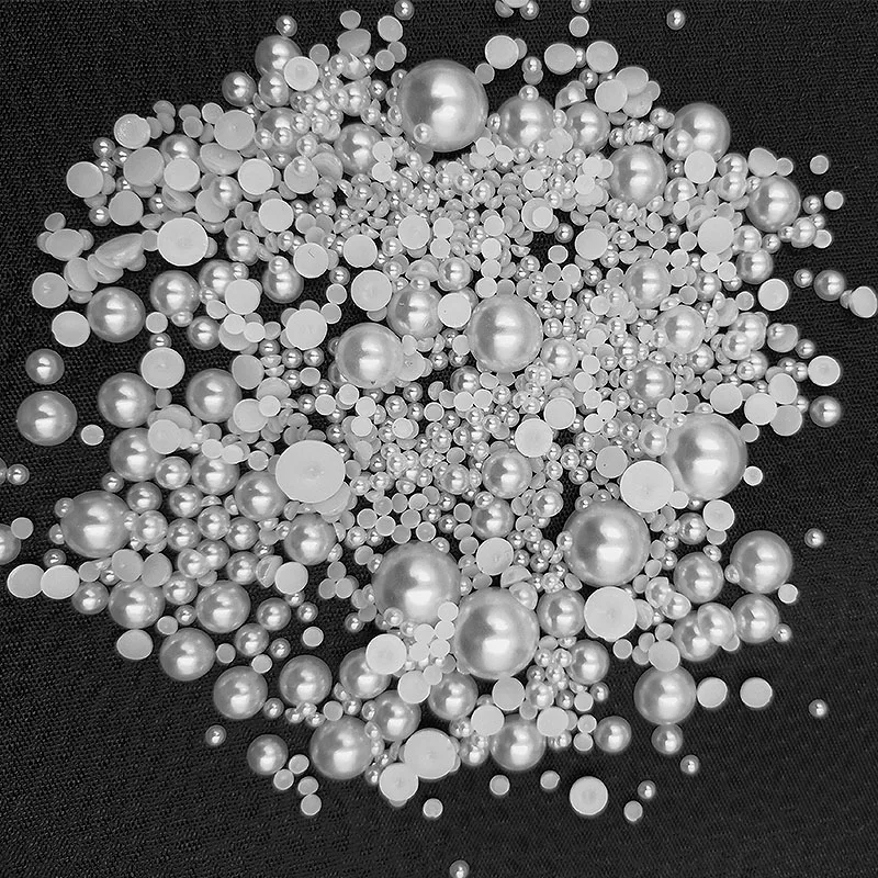 

3/4/5mm White/Ivory/Random Mixed Color Flatback Half Round Pearl Craft ABS Imitation Pearl Resin Scrapbook Beads DIY Decorate