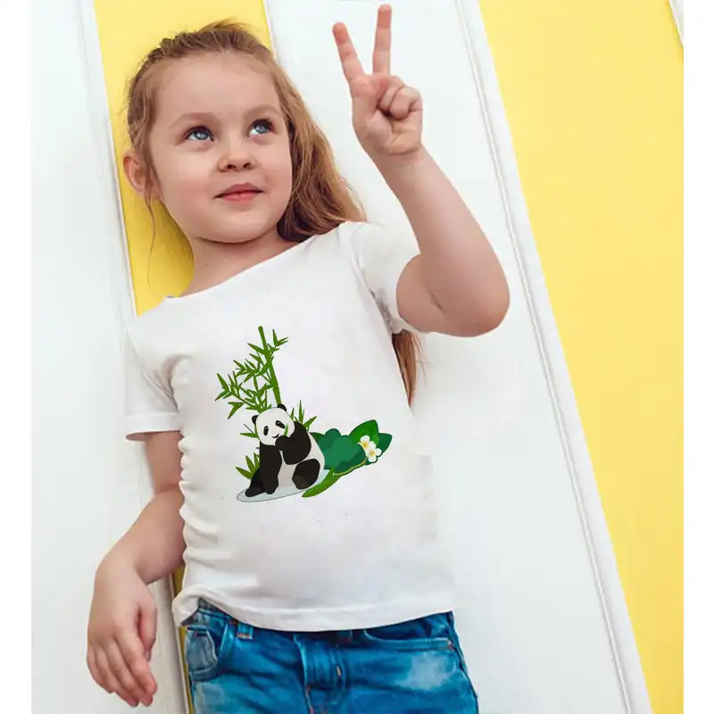 漫画の服のファッション子供トップスプリントパンダ男の子服デザイン原宿ベビー服かわいいラウンドネック子供tシャツ Tシャツ Aliexpress