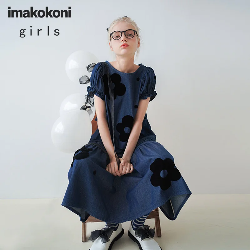 Оригинальный дизайн летнее джинсовое лоскутное платье imakokoni с пышными рукавами