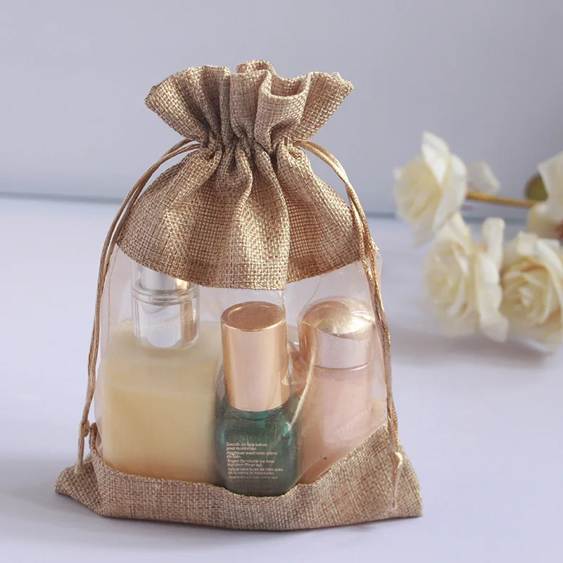 Jute Pouch Packaging Bags Organza Wedding Gift Christmas Mariage