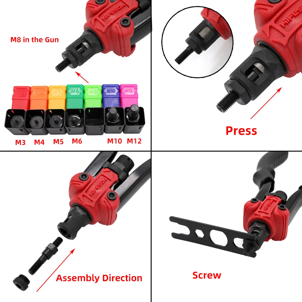 HIFESON Riveter nut Gun  rivet nut tool rivnut tool 617 619blind rivet Insert Manual Riveter Nut Riveting Rivnut Tool for Nuts