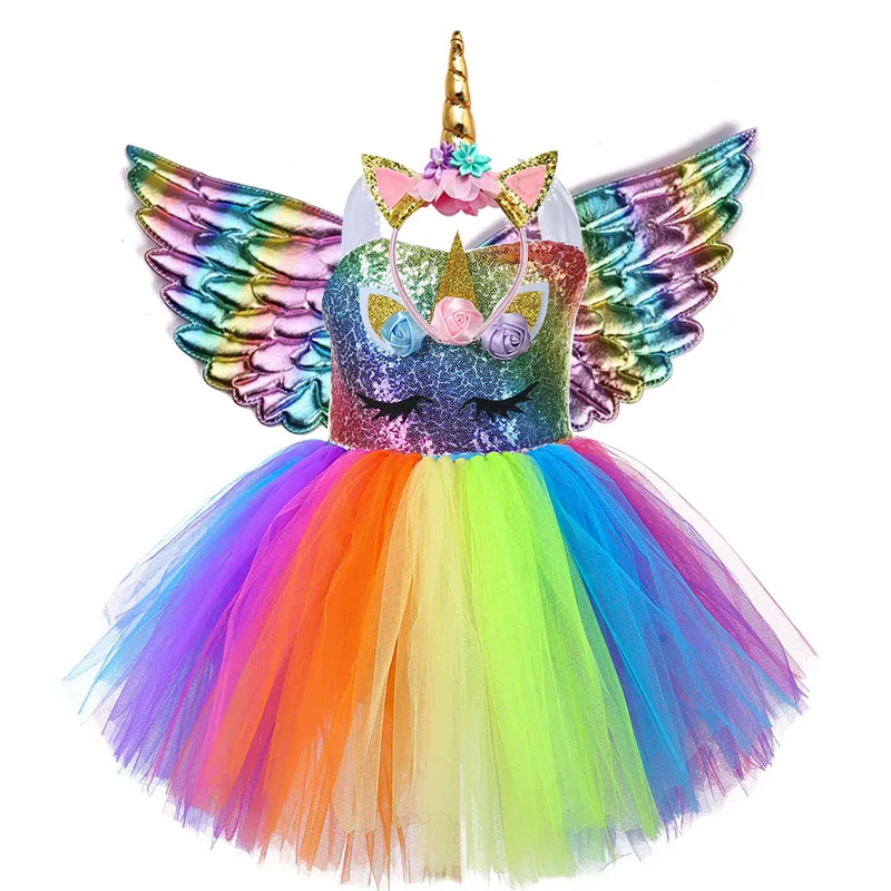Summer Girls Sequin Dress Kids Clothes Unicorn Princess Dresses For Party Wedding Children Clothing vestidos 3-10Y | Детская одежда и