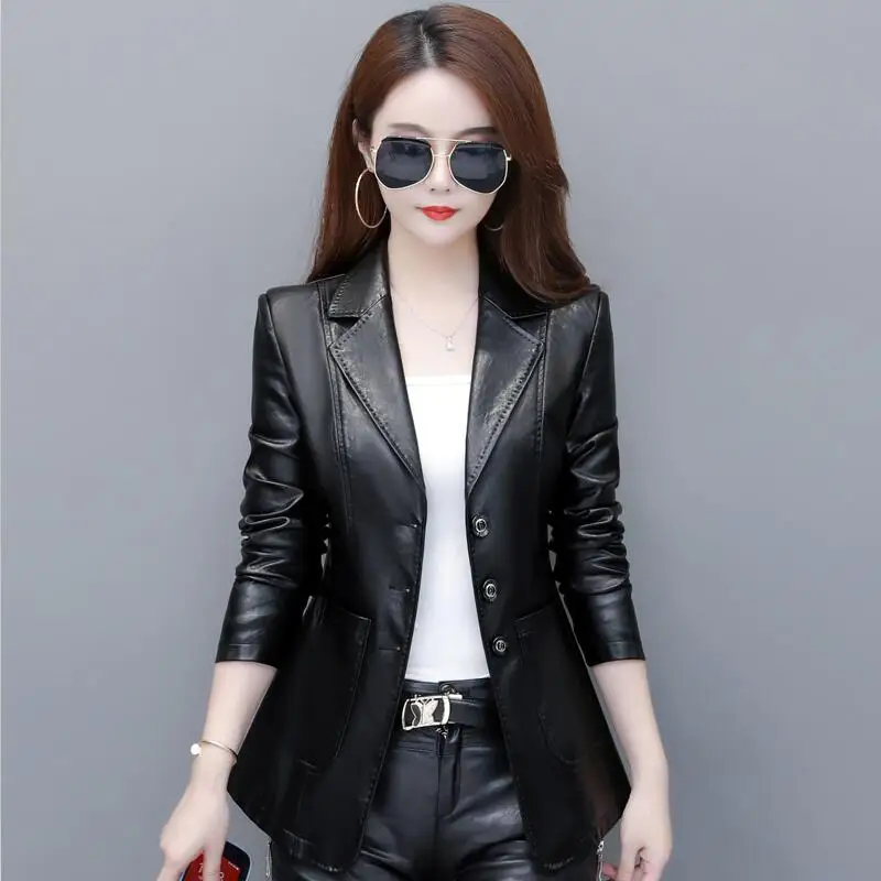 New S-4xl Leather Women Leather Jacket 2022 Fashion Women's Leather Jacket Outerwear Female Jacket Blazer - Leather - AliExpress