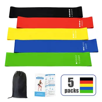 

Exercise Bands Natural Latex Carry Bag 5pcs Training Strength Physical Workout Bands Family Pilates Flexbands Pull Loop