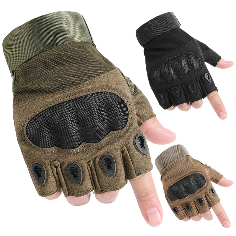 Lightweight Carbon Fiber Tactical Gloves Military Half Finger Shooting Army Motorcycle Hard Knuckle Combat Fingerless