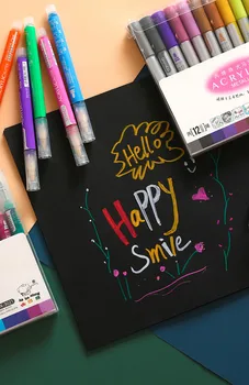 

12PC Acrylic Paint Marker Pen Waterproof Painting Shoes Clothes Graffiti Pen Body Paint Pen Highlight Pen Hand Account Pen
