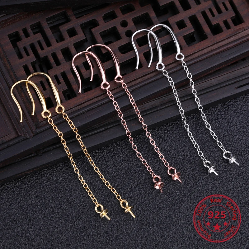 

Fashion 925 Sterling Silver Women's Ear wire 3 colors DIY Eardrop Jewelry Making Ear Hook For Decoration Accessories Wholesale