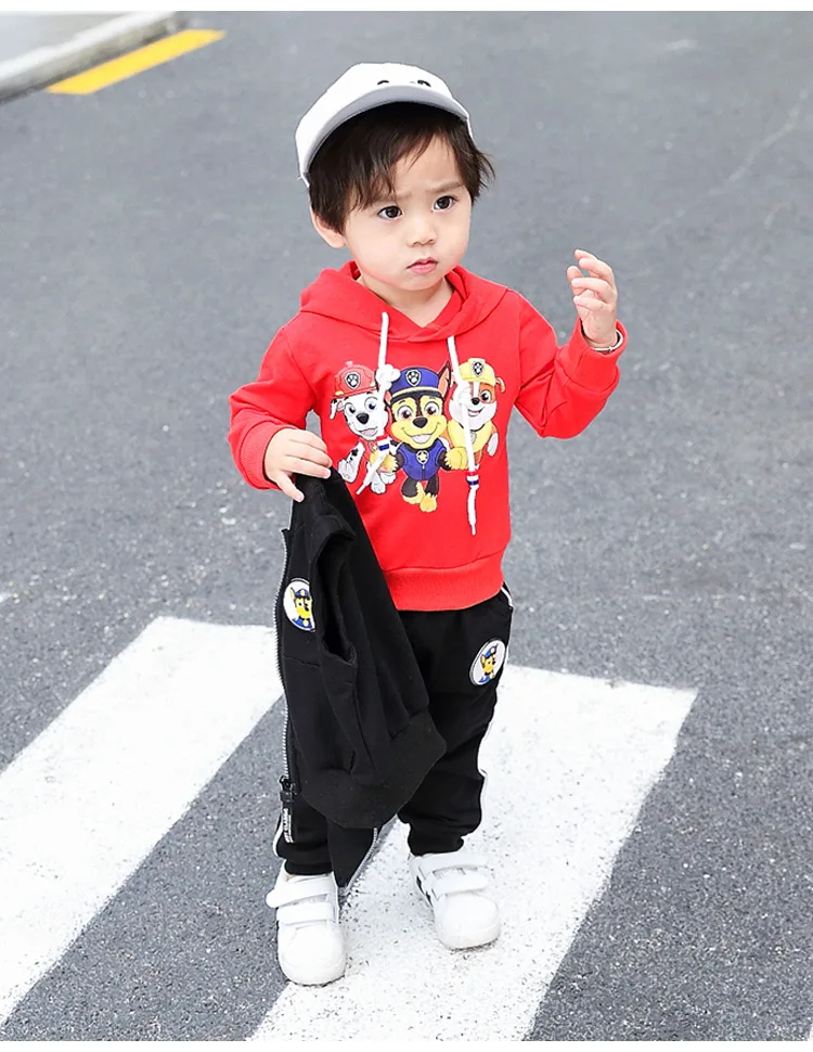 Детский свитер из двух предметов с принтом «Щенячий патруль»; хлопковая Детская рубашка; свитер; милые брюки с длинными рукавами для мальчиков