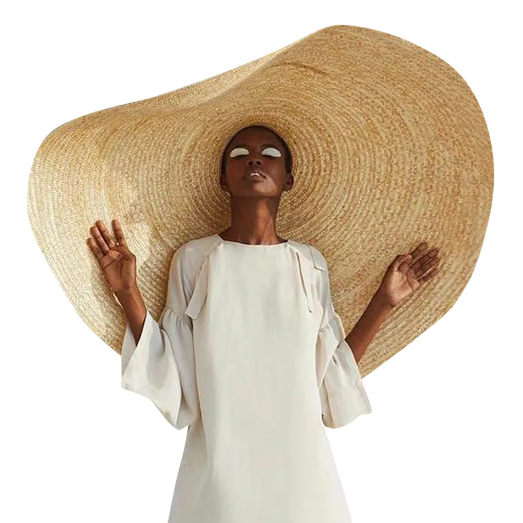 

Fashion Large Sun Hat Beach Anti-UV Sun Protection Foldable Straw Cap Cover