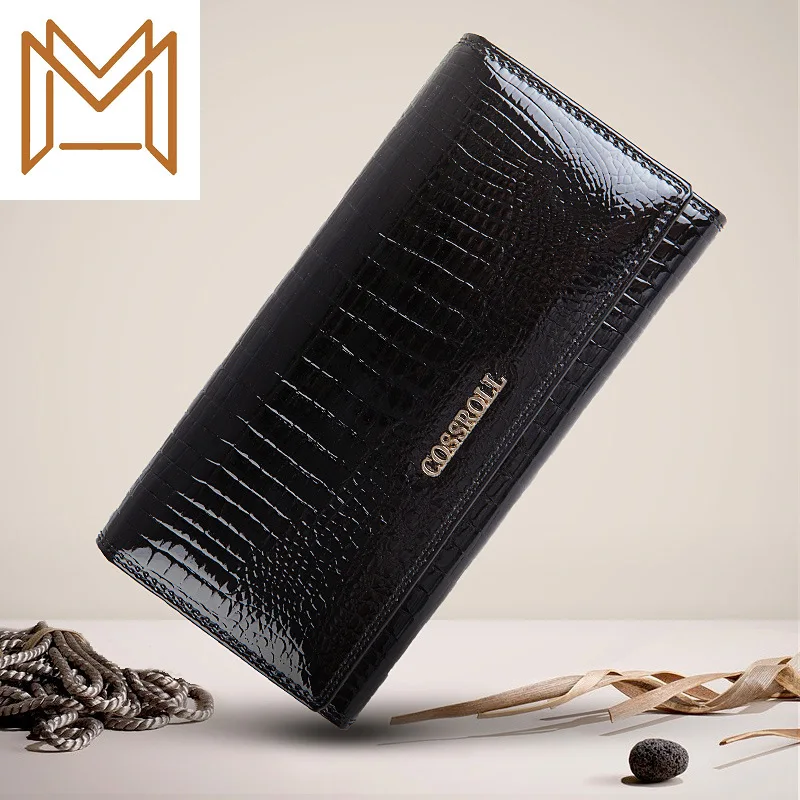 

Men Women General Purpose Genuine Leather Crocodile Long Wallet Head Layer Skin Small Package Hand