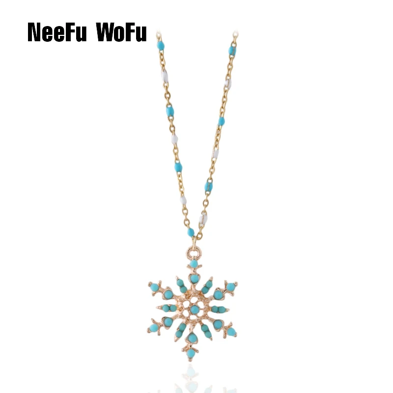 

NeeFuWoFu snowflake Stainless steel chain necklacess Nationality Fashion Fish sinker Pulsera de piedra Mujer de Bohemia Jewelry