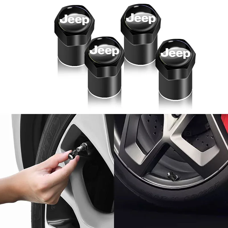 4 Uds coche placa hexagonal de tapones de cubierta de vástago de válvula para Jeep Cherokee Wrangler renegado Cherokee Xj estilo coche accesorios de partes de