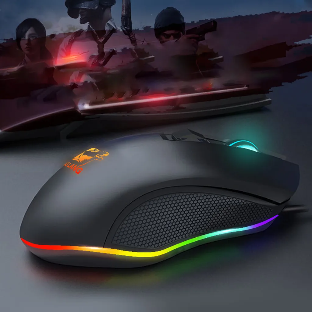 Профессиональная игровая мышь V1 3200 dpi, USB кабель, цветная подсветка, светодиодный, эргономичная Механическая игровая мышь для ноутбука