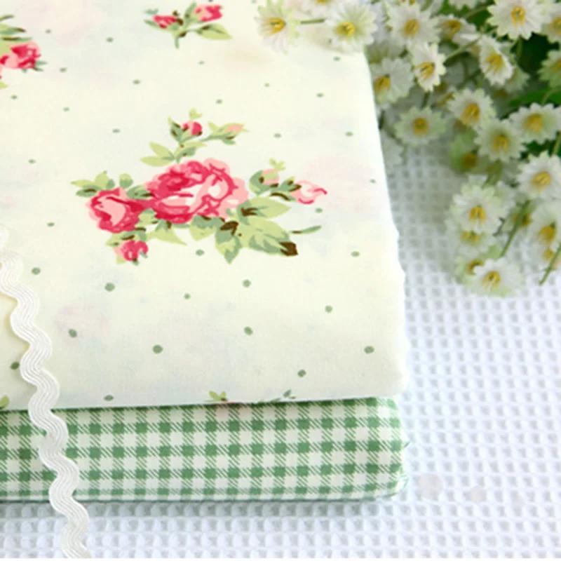 Зеленая маленькая Цветочная хлопчатобумажная ткань DIY лоскутное шитье Подушка стеганая зеленая домашняя текстильная Скатерть ткани