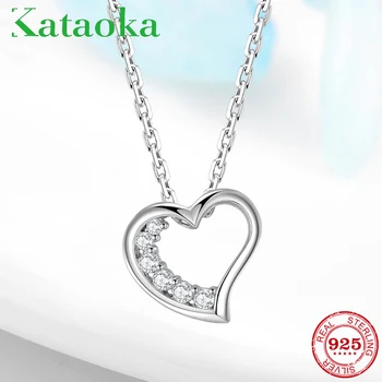 

925 Sterling Silver Eternal love heart shape Link chain Necklace for Women Fashion Bijoux Wedding Statement Jewelry Gifts