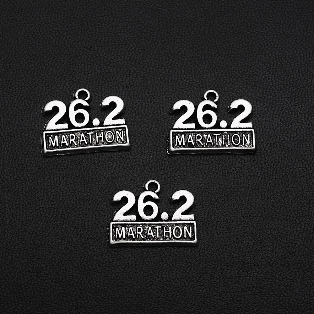 

5pcs/Lots 14x18mm Antique Silver Plated Marathon Charms 26.2 Running Pendants For DIY Earring Jewelry Making Supplies Materials