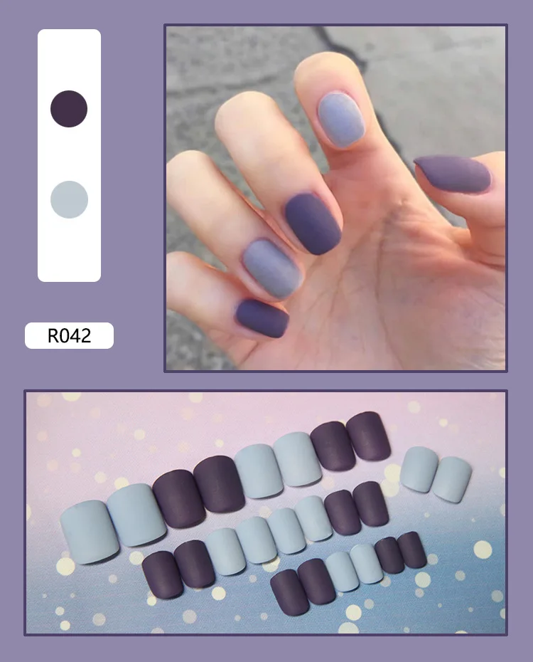 24 шт накладные ногти с полным покрытием с клеем конфетный акриловый пресс на ногти Типсы смешанный узор дизайн ногтей глянцевые Типсы инструмент для маникюра - Цвет: R042