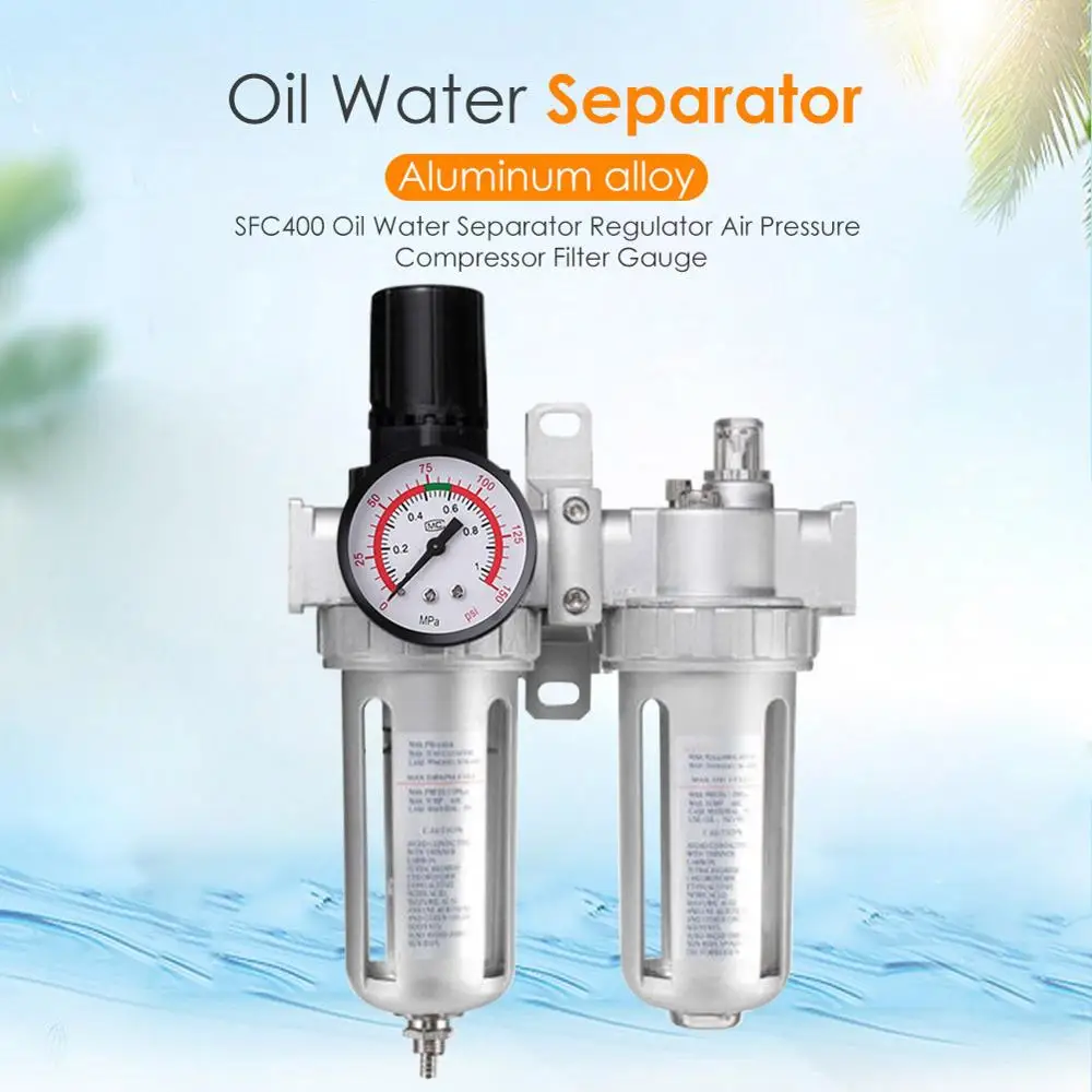 SFC400 Oil Water Separator Regulator Manual Pneumatic Air Pressure Compressor Filter Gauge Trap for Compressor Spray Paint Gun