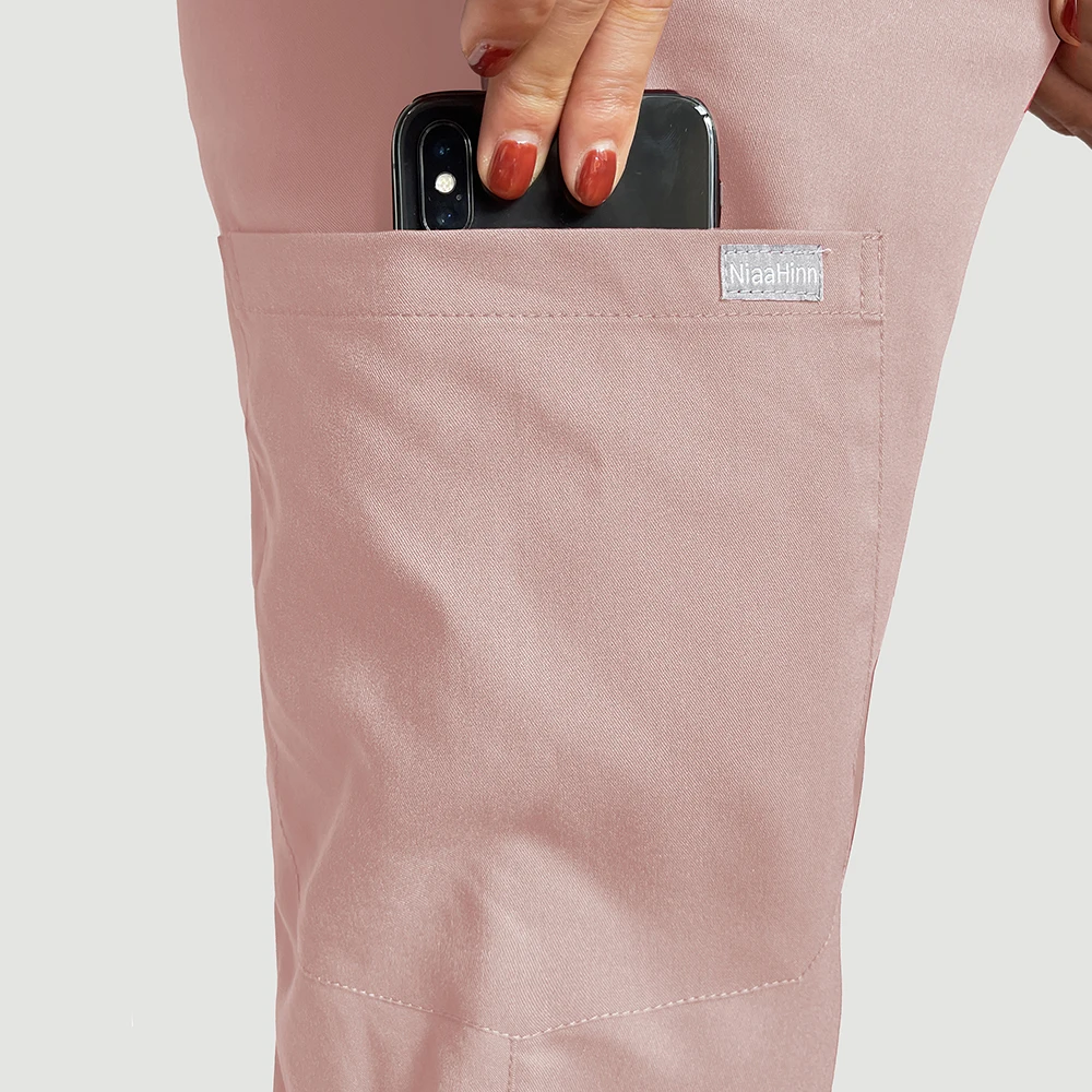 Scrubs Set for Women Pet Hospital Uniform Set Scrub Suits Solid Color Unisex Surgical Gown Pocket V-neck Joggers Wholesale Price