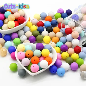 

Cute-idea 100pcs 19mm Silicone Beads Teething soft chewable colorful safe teether jewelry necklace bracelet chain baby product