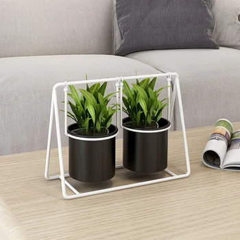 

Nordic Style Simple Desktop Flower Pot Holder Iron Art Double Flower Container Planter Pot Rack for Home Wedding Garden Decor