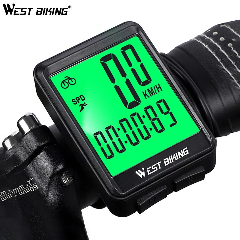 

WEST BIKING Waterproof Bicycle Computer Wireless / Wired MTB Bike Cycling Odometer Stopwatch Speedometer Watch LED Digital Rate