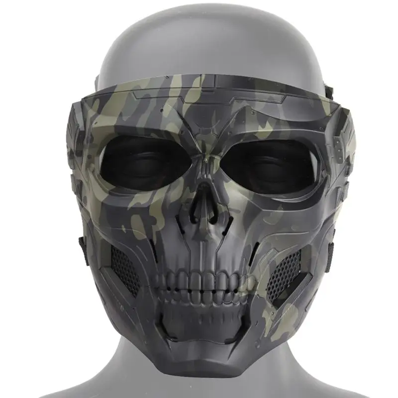 black camouflage Открытый страйкбол Пейнтбол Полный маска дышащая Военная Череп шлем 875D - Цвет: black camouflage