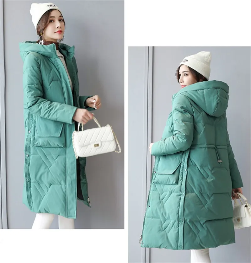 Плюс Размер Женская хлопковая куртка новая зимняя Корейская Толстая теплая пуховая хлопковая куртка s Студенческая Женская длинная Повседневная парка с капюшоном FF1017 - Цвет: green