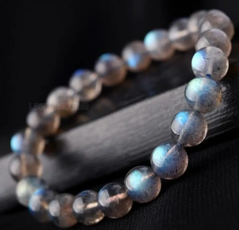 Ювелирные изделия Бесплатная доставка браслет из лунного камня 7 5-8 мм синий