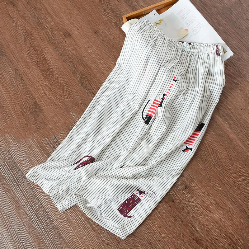 Хлопковые Капри женские летние новые стильные тонкие прохладные и освежающие домашние штаны из чистого хлопка свободные пижамные штаны с боковыми карманами