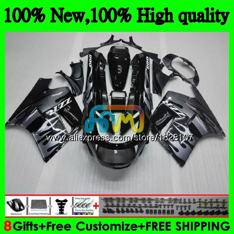 Корпус для KAWASAKI ZX-11R ZZR 1100ZZR1100 ZX11 R ZZR-1100 7BS. 59 ZX-11 ZX 11R ZX11R серебро пламя 90 91 92 1990 1991 1992 обтекатель - Цвет: No. 1