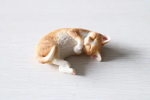 JJM Cute Sleep Cat Pet Figure Animal Model Collector Decor Kitty Toy Kid Gift