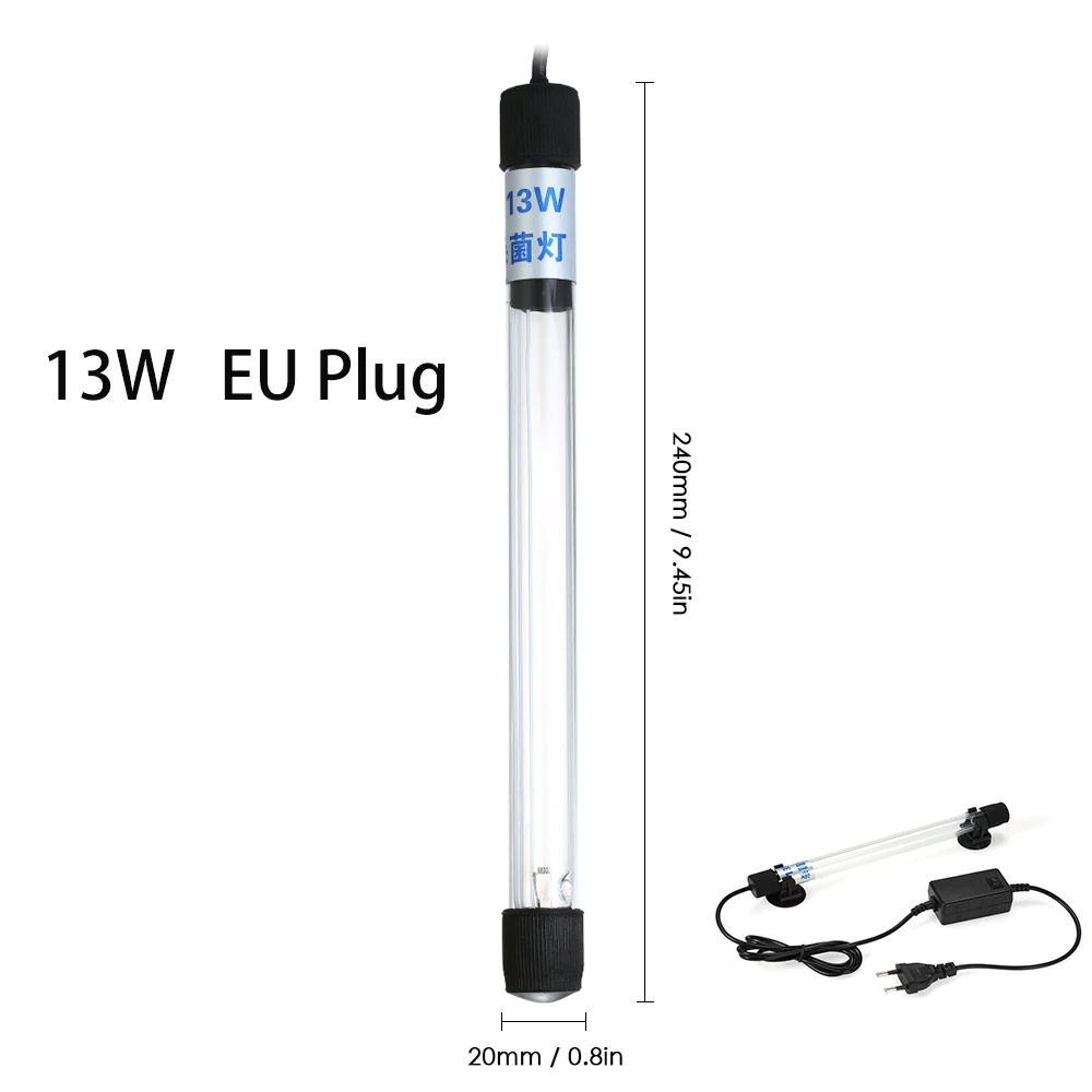 13W EU Plug Аквариумный светильник светодиодный водонепроницаемый светильник для аквариума Подводные водонепроницаемые лампы для растений УФ-лампа погружной стерилизатор дезинфекция - Цвет: 13W EU Plug
