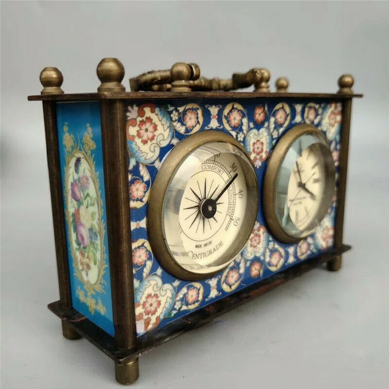Collection Chinese pure copper double dial plate Western style mechanical clock 