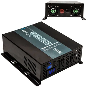 

Off Grid Car Power Inverter 1500W 24V to 220V Pure Sine Wave Solar Inverter Battery DC to AC Converter 12V/48V to 120V/230V/240V