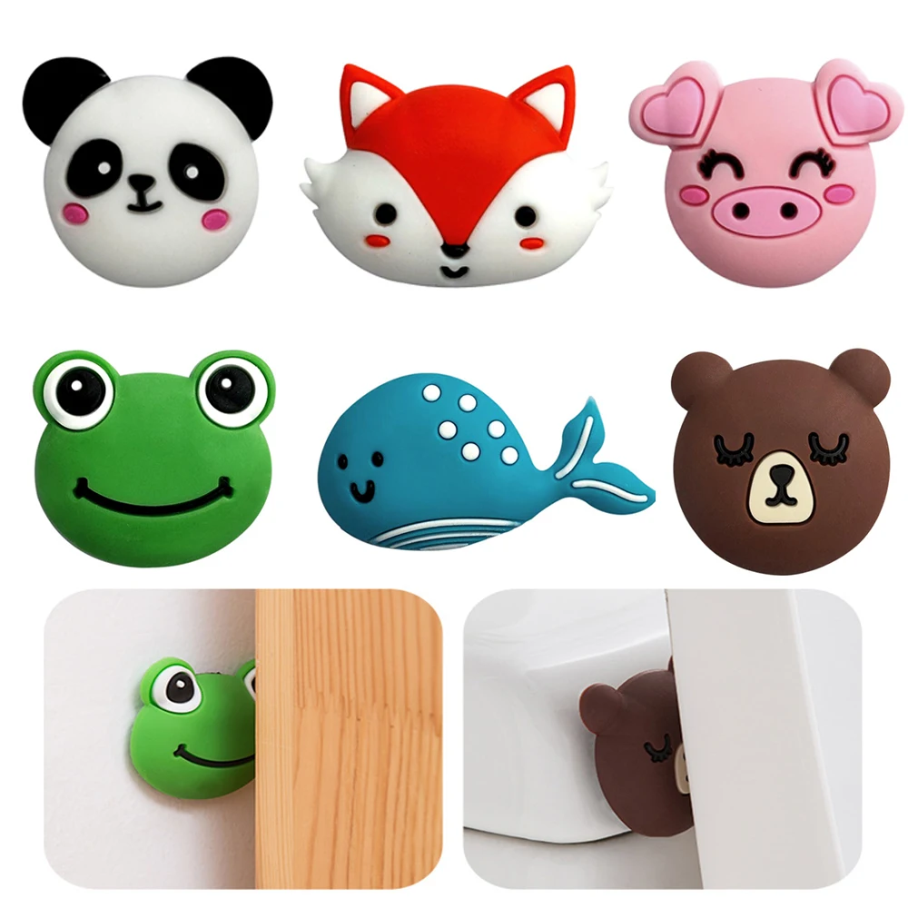 1 Pcs Cartoon Silicone Door Stopper Crash Pad Wall Protector Decorative Door Stops Handle Bumper Guard