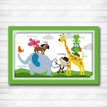

Animal paradise cartoon cute painting dmc 14CT 11CT counted cross stitch Needlework Set Embroidery kits chinese cross stitch