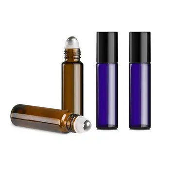 

12Pcs 10ml 5ml Portable Glass Empty Bottles Roll-Ball Bottle Perfume Essential Oil Dispenser Container Travel Refillable Bottles