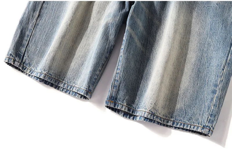 Denim Shorts Men Summer New Men's Blue Denim Shorts Men's Large Size Mid Waist Straight Shorts More Size XL-6XL