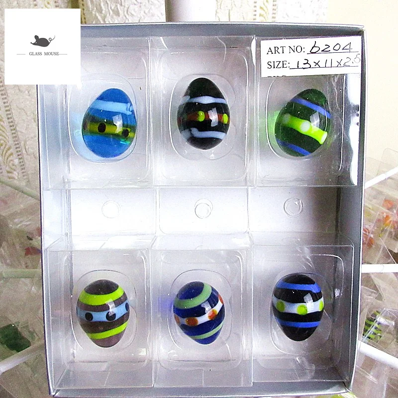 

6pcs Colorful Easter eggs ornament lovely handmade Glass marbles ball stone fish tank flowerpot decorative children toys 2.5cm