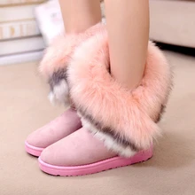 Зимние женские ботинки; милые женские зимние ботинки с теплым мехом и плюшем; роскошные ботинки на меху с искусственным лисьим хвостом; женская обувь; Botas Mujer