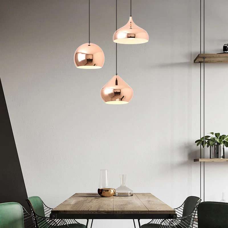 Зеркальная розовая Золотая Подвесная лампа креативный современный потолочный подвесной светильник металлический подвесной светильник для столовой