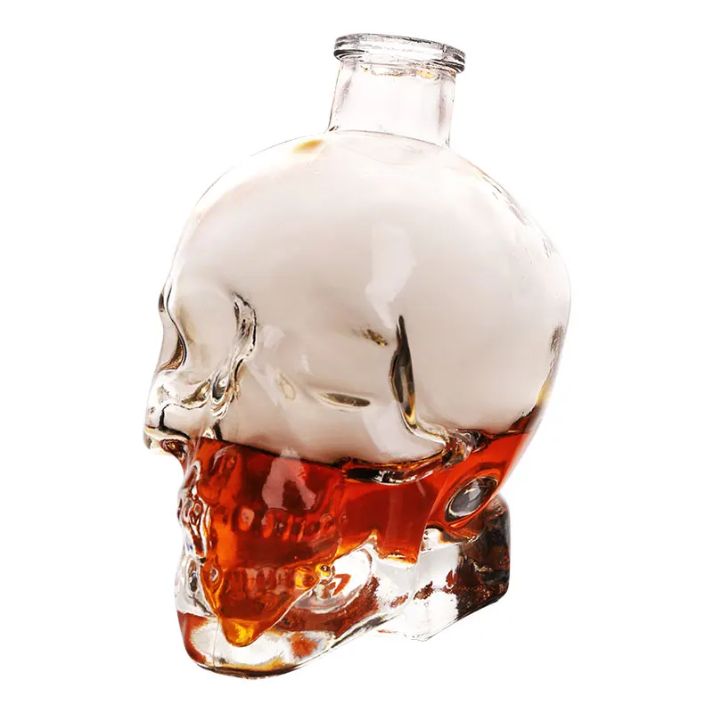 WHYOU Glass Skull Seal Wine Bottle Storage Bubble Creative Dispenser Halloween Gifts Juice Container 5