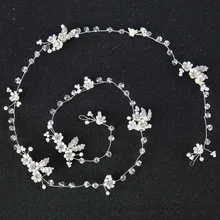 Корейская Свадебная мода ручной работы горный хрусталь сплава из жемчуга бисером Свадебная повязка на голову Свадебные Аксессуары повязка на голову