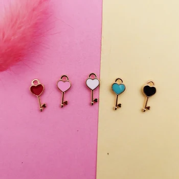 

20pcs Alloy Heart Shape Key Enamel Pendants Charms Little Keys Dangle For DIY Earring Bracelet Jewelry Accessories Finding YZ861