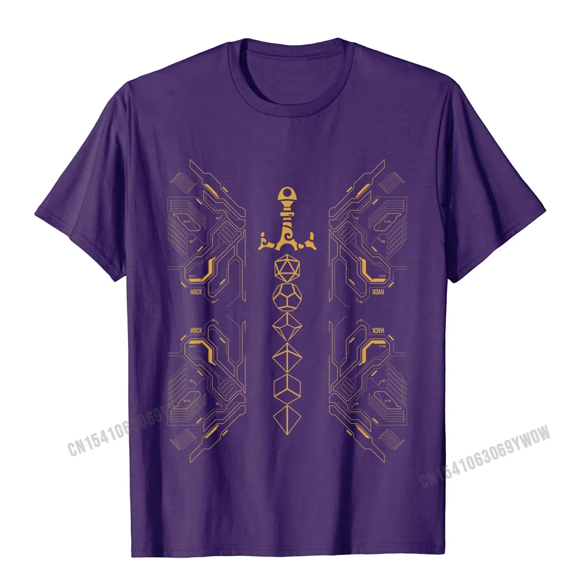 Design Summer Crew Neck Tshirts Lovers Day Tops Tees Short Sleeve for Men Plain 100% Cotton Fabric Design Top T-shirts Nerdy Futuristic Vintage Polyhedral D20 Dice Set Sword T-Shirt__1047 purple