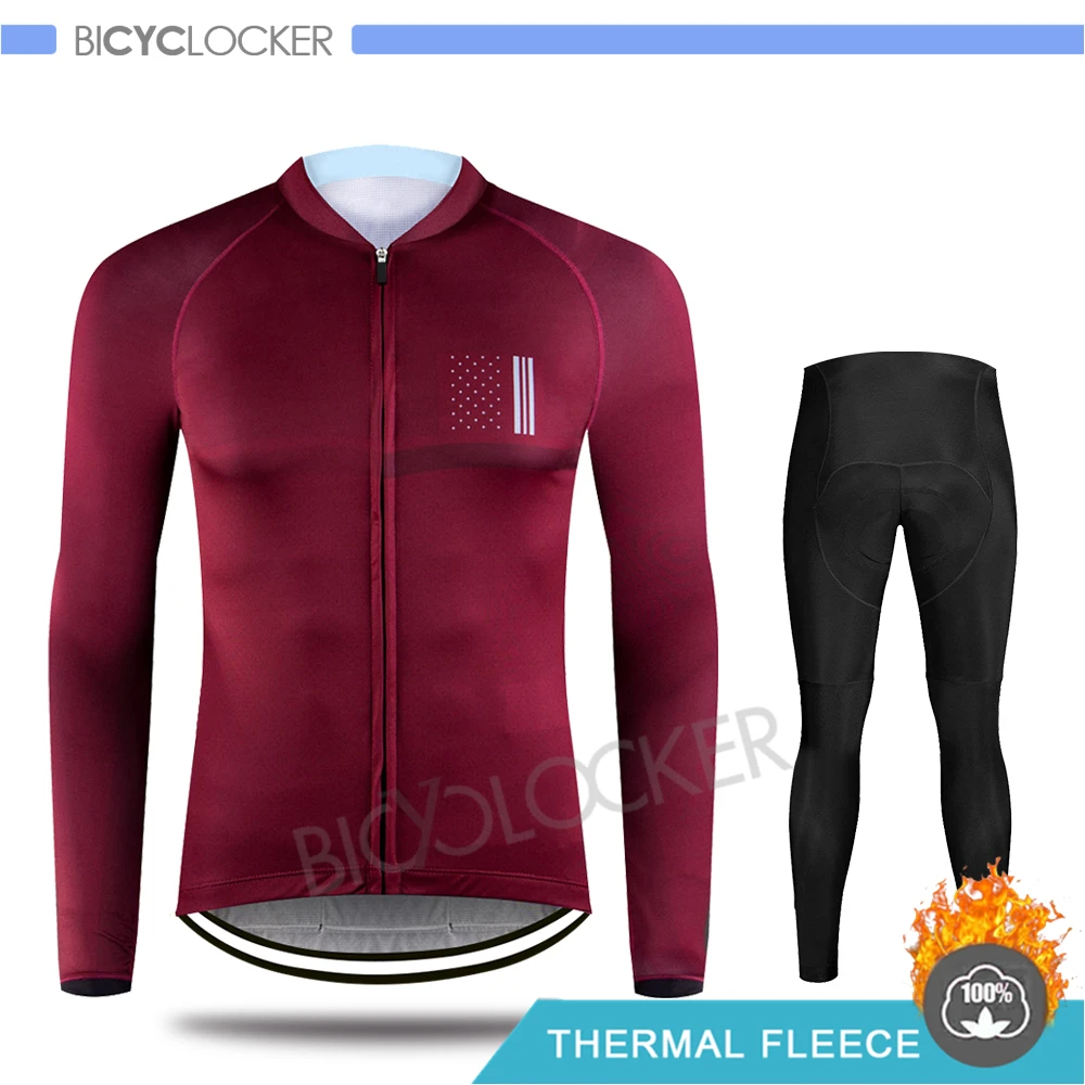 Normal Cycling Set Профессиональная команда, одежда для велоспорта, зимняя куртка, Мужская футболка с длинным рукавом, комплект, Ropa De Ciclismo Invierno Hombre, термо флис - Цвет: Normal Cycling Set