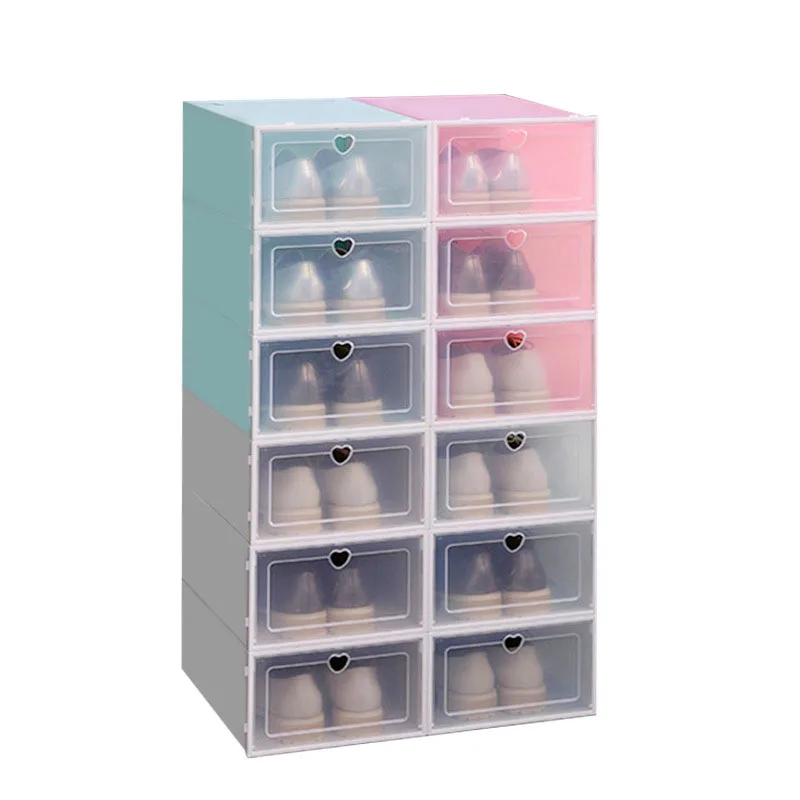 

Solid Color Simple Plastic Storage Box Transparent Shoe Box Dormitory Assembly Shoe Storage Box Children's Toy Storage Box 4 Pie